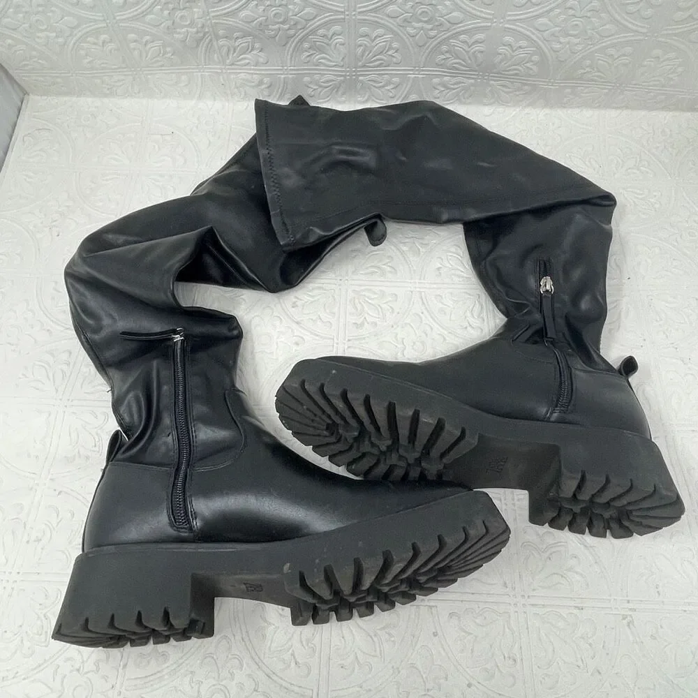 Zara over-the-knee lug sole boots Sz 37